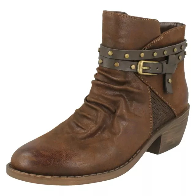 Ladies Down To Earth Rouched Ankle Boots *F5R0948*