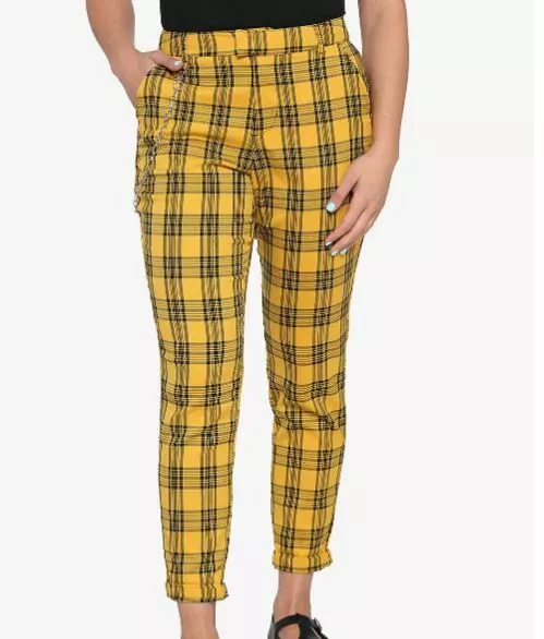 HOT TOPIC WOMENS Trousers Yellow Plaid Pants With Detachable Chain Plus  Size £9.51 - PicClick UK