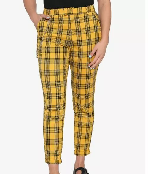 Plaid yellow hot sale trousers