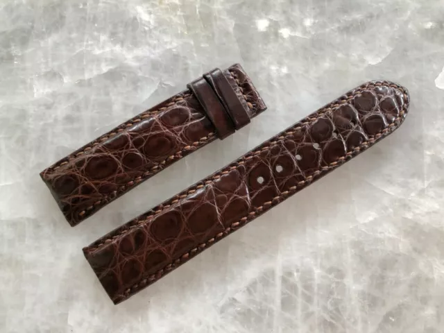 20mm/18mm Genuine Real Dark Brown Alligator Crocodile Leather Watch Strap Band