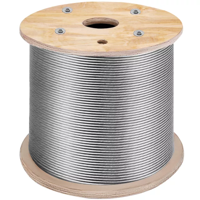 VEVOR T316 1x19 Stainless Steel Cable 500FT 1/8" Cable Rail Steel Wire Rope