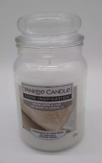 Yankee Candle Home Inspiration - White Linen & Lace - Large 538g Glass Jar