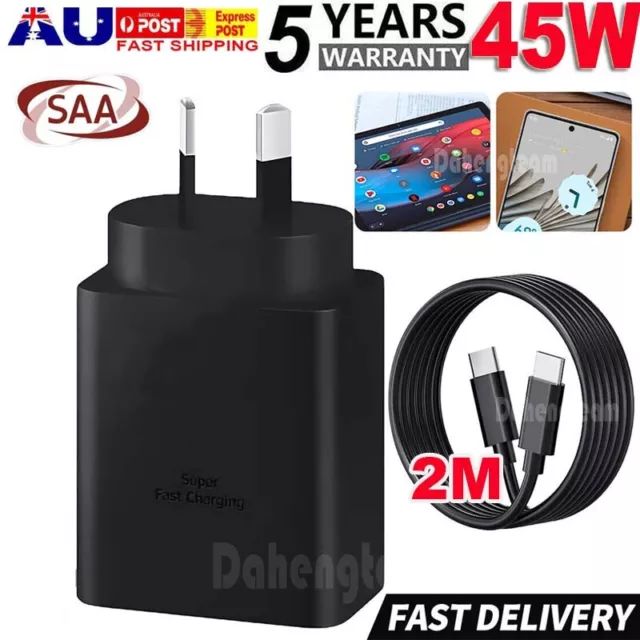 45W Super FAST Wall Charger PD Adapter Type C USB-C +2m Cable For Samsung S23