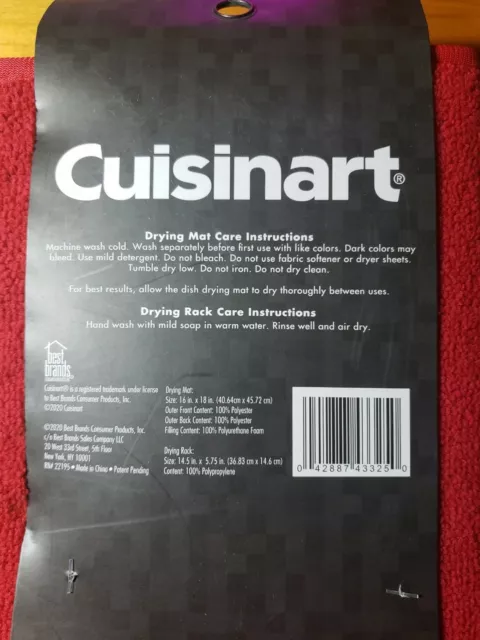 Cuisinart Dish Drying Mat With Rack RED NEW 4
