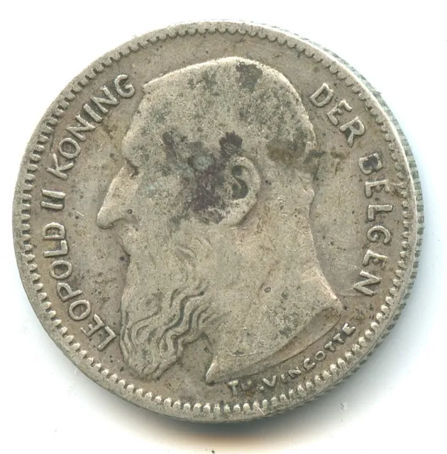 Belgique 50 centimes argent Léopold II 1907 n°1477