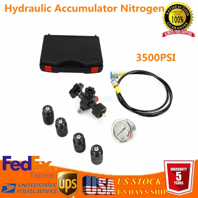 HYDRAULIC ACCUMULATOR NITROGEN Charging Gas Valve Fill Pressure Test