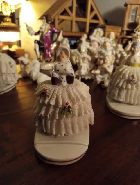 german dresden lace porcelain antique figurine place card holder belle