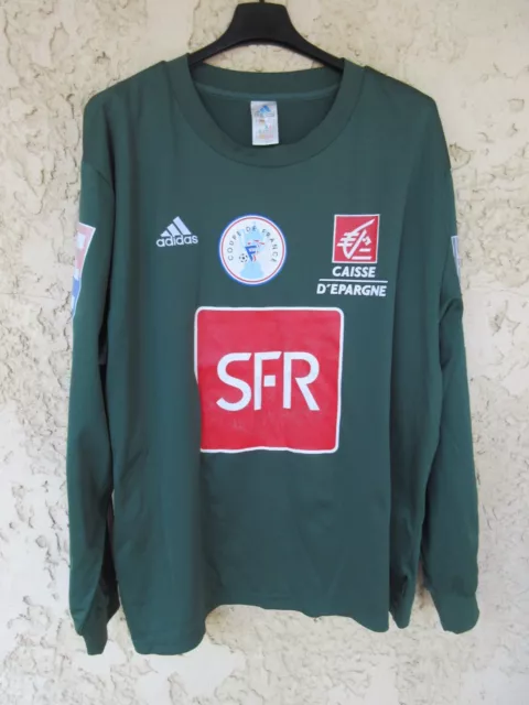 Maillot COUPE DE FRANCE porté n°13 ADIDAS vintage SFR shirt vert L/S TF1 XL