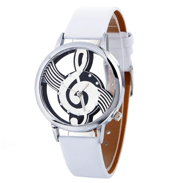 Stretch Watch Bands for Men Musical Note Painting Leather Bracelet Lady Womans