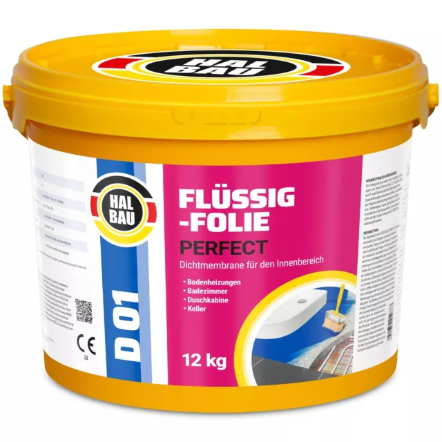 Flüssigfolie 12Kg Wassersperre Dichtfolie Streichfolie Abdichtung Dusche Bad D01