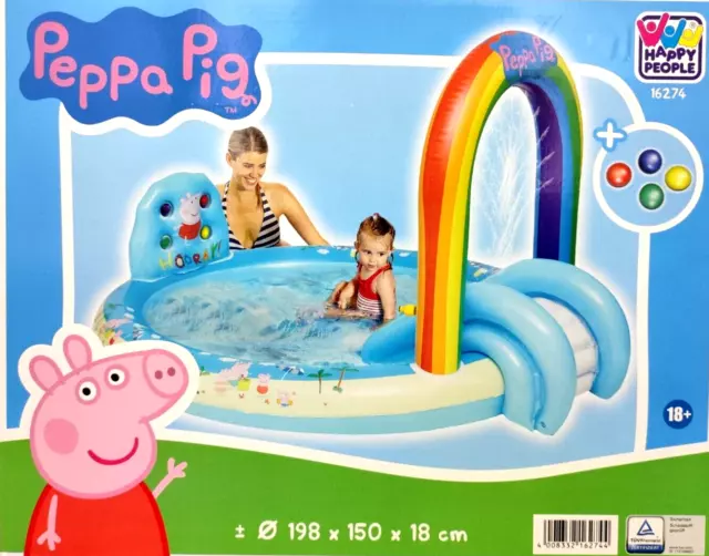 SPIELPOOL KINDER | PEPPA PIG | MIT RUTSCHE SPRINKLER WURFSPIEL 198x150x18cm NEU