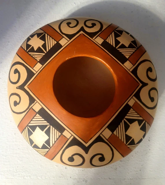 Hopi Art Pottery Polychrome SMALL Compressed pottery Signed Miriam Nampeyo RARE Hopi Art Pottery Polychrome SMALL Compressed pottery Signed Miriam Nampeyo RARE