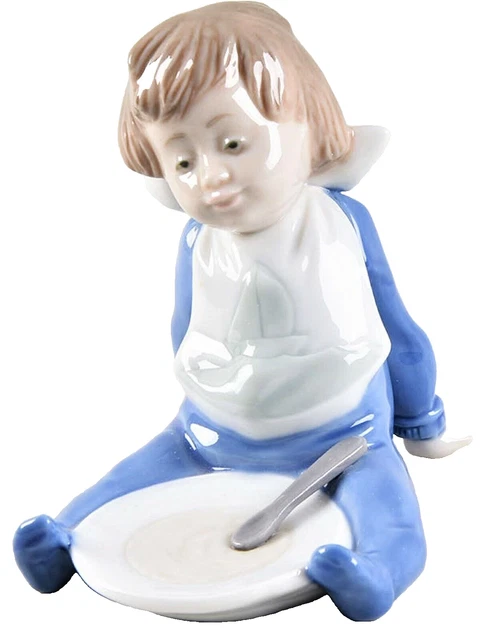 Lladro Nao Daisa I'm Full Figurine 1988 Retired Childhood Collection 1074