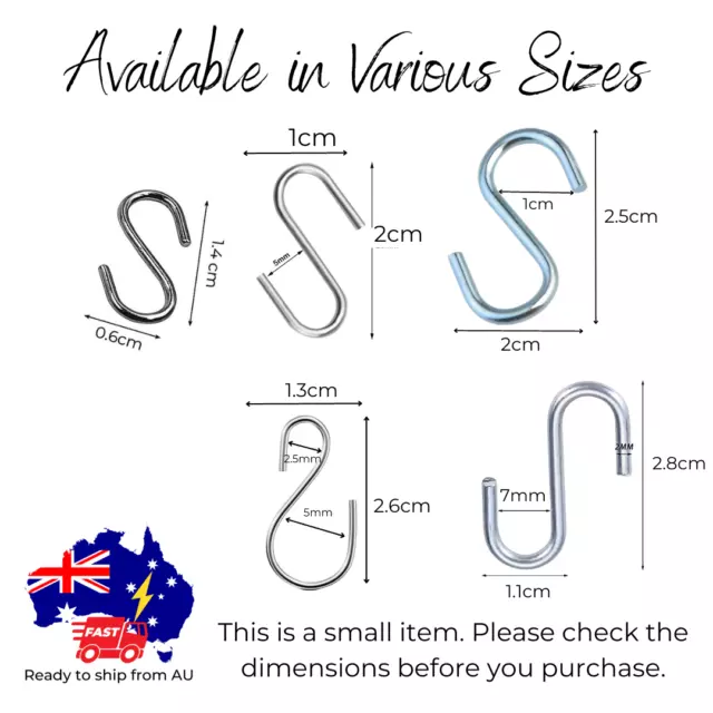 Mini S Hooks Small Stainless Steel Silver Metal Tiny S-Shaped Craft Connector