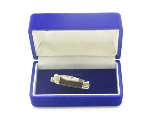 Vtg '80s Parker Seki Japan Tie Bar Clip Wood Miniature Folding Pocket Knife
