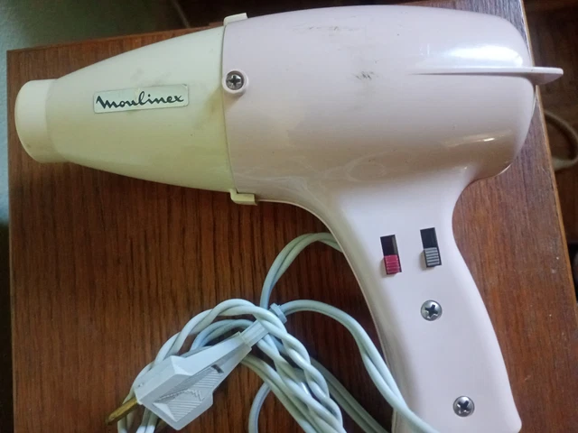 Sèche-cheveux Ancien Moulinex Rose - Occasion, 2 Vitesses, Fonctionnel