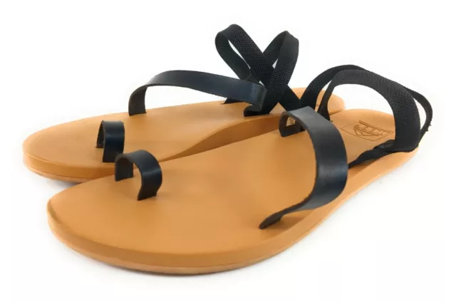 Reef Women's 10 Tan Black Strappy Sandals Squishy Comfort Cushion Muse Greek
