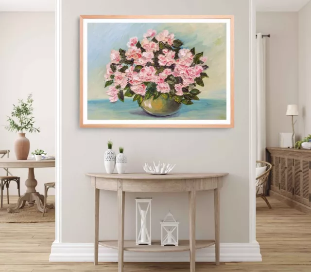 Flowers Vase Print, Wall Art, Flowers Framed Canvas Wall Art, Oil Painting