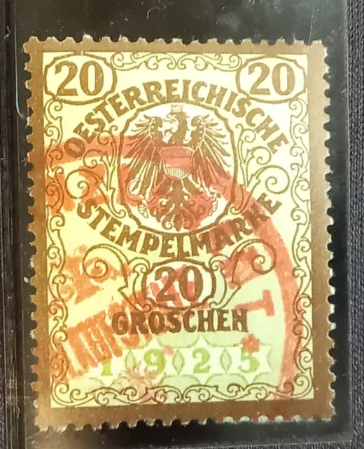 Austria 1925Revenue  stock transfer tax  20 Groschen Stempelmarke fiscal Stamp R