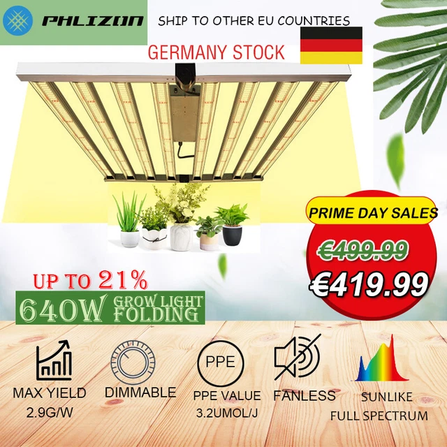PHLIZON 640W FOLDING LED Grow Light Vollspektrum Pflanzenlampen für ...