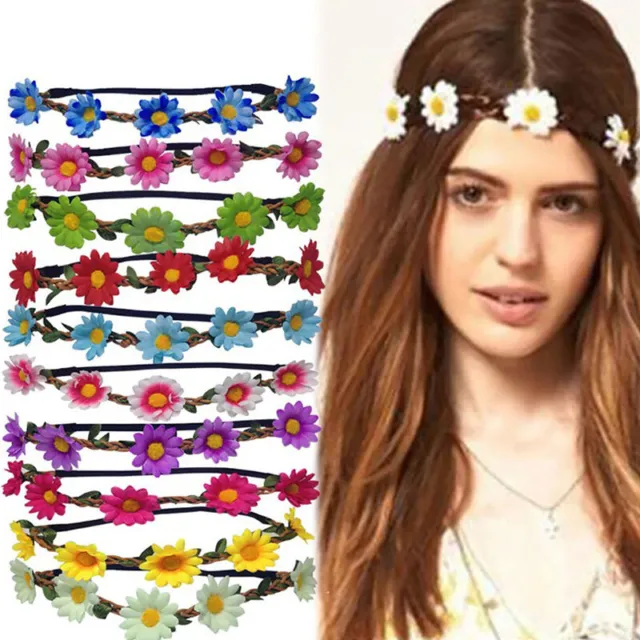 Womens Boho Hair Band Floral Wreath Crown Flower Wedding Headband Garland hot