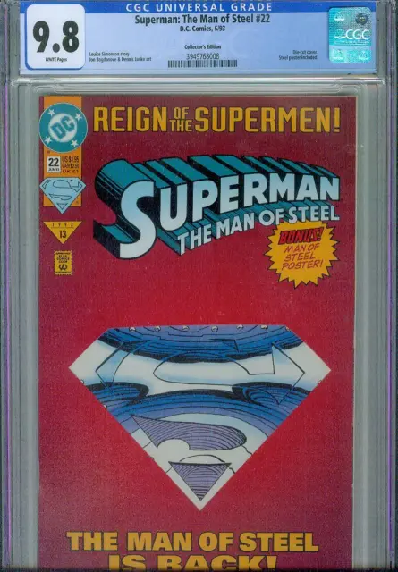 Superman The Man Of Steel #22 Cgc 9.8, 1993, Collector's Edition, New Case