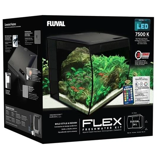 Fluval - Flex 34L 9 Gallon - Black Aquarium Kit - (14" X 13" X 13")