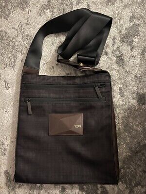 Tumi Dror Crossbody bag Black Ballistic Nylon & Brown Leather limited ed travel