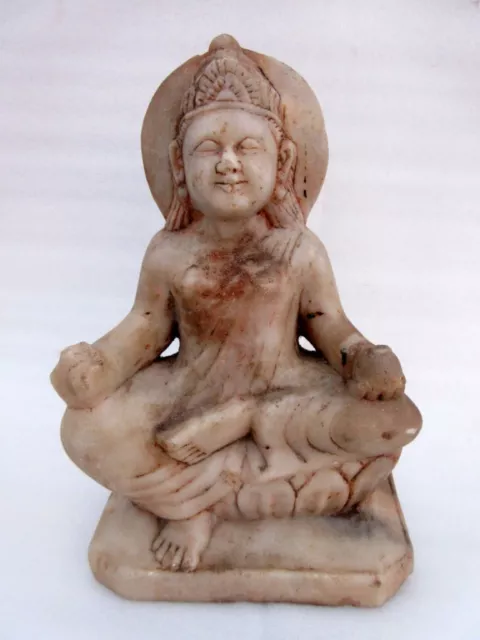 1850's Antiguo Viejo Raro Tallado a Mano Italiano Mármol Hindu Goddess Figura