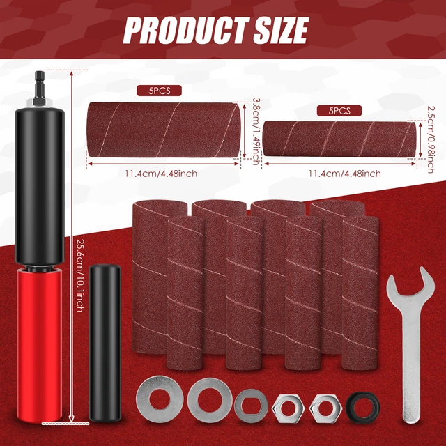 DRUM SANDER SET Portable Rubber Sanding Drum HandHeld Spindle Sanding