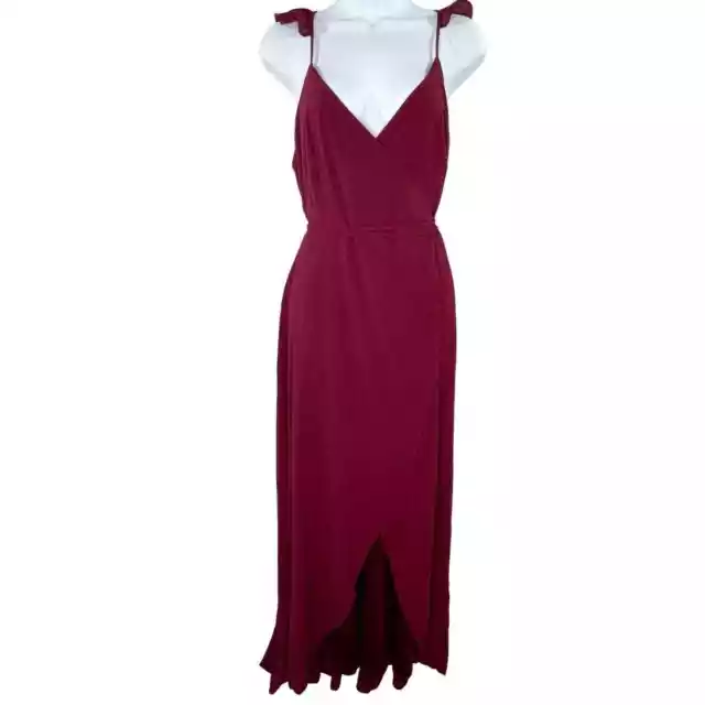 Lulus S Heres to Us Burgundy High Low Wrap Dress Burgundy