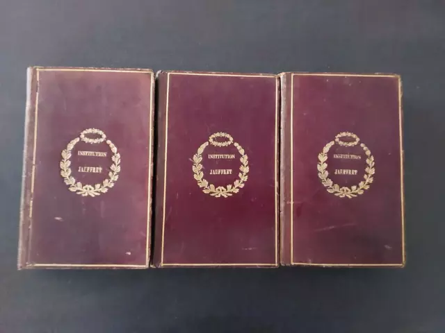 1843 INSTITUTION JAUFFRET   Philosophie 3 volumes  plein cuir