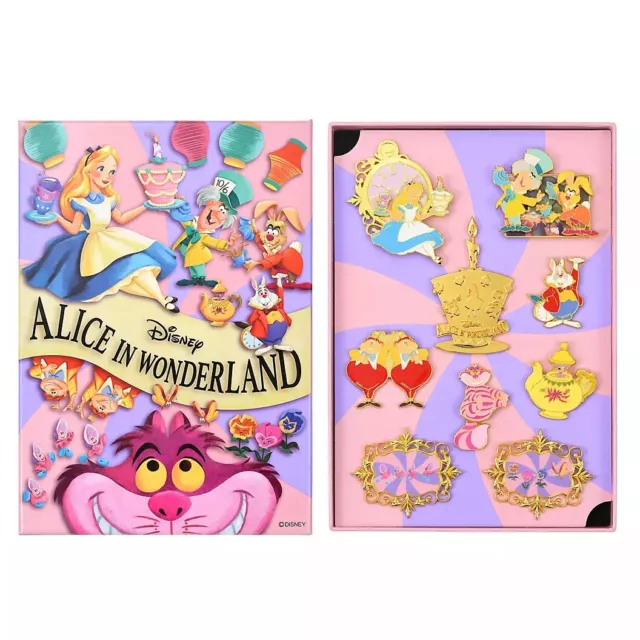 Disney BOX Pin Abzeichen 9er Set Alice im Wunderland 70. Jahrestag Japan Import