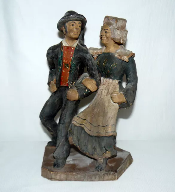 Handgemalt Decore Hand Painted Hand Carved Couple Walking France