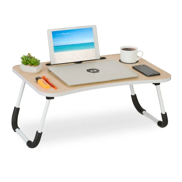 SUPPORT PC ET TABLETTE Table pour Ordinateur Portable Table de Lit en Bois  MDF Hauteur R…