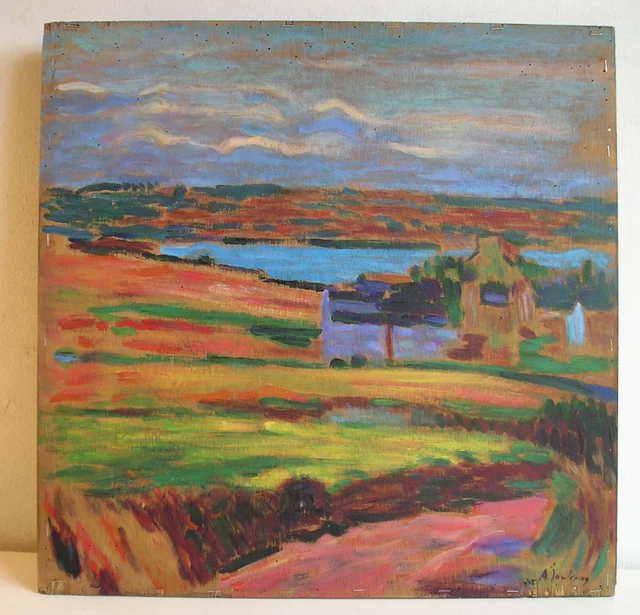 DEUTCHLAND LANDSCHAFT Vecchio Quadro olio Avanguardia russa Russian avantgarde