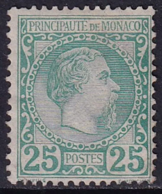 MONACO 1885 Charles III 25c Blue-Green SG 6 MH/* (CV £900)