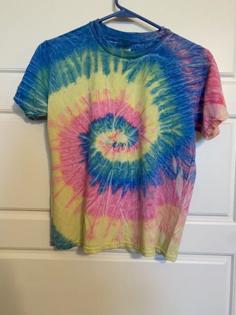 Colortone 100%  Cotton Surf Style Beach Tie-Dye T-Shirt M Tourist Rainbow