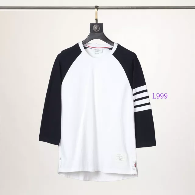 Thom Browne Mens Womens New 3/4 Sleevesn Short Sleeves Striped T-shirt