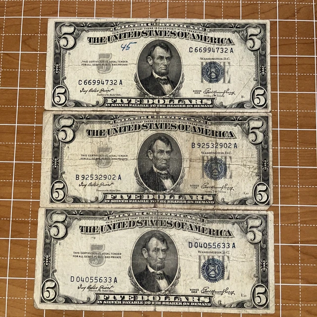 ONE (1) $5 1953 Silver Certficiate Very Good Condition