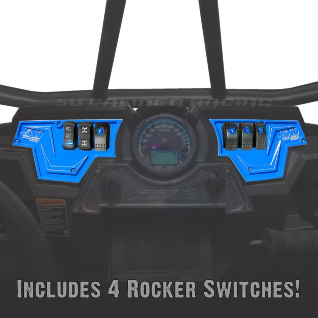 2 Piece CNC Dash Panel 4 Rocker Switch Bundle RZR XP1000 S 900 1000 Voodoo Blue