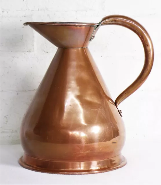 Antique English Copper Jug Victorian ½ Gallon Harvest Jug Decorative Unpolished