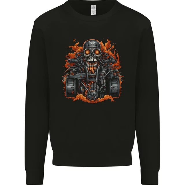 Un Teschio Moto Quad Rider Atv Spento Roading Biker Bambini Felpa Maglione
