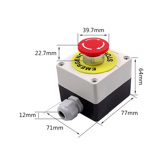 RED SIGN MUSHROOM Emergency Stop Push Button Switch Station Latching ...