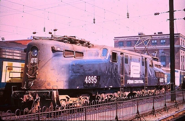 Duplicate Kodak Slide Penn Central Gg-1 #4895 New Haven, Ct August 25, 1973