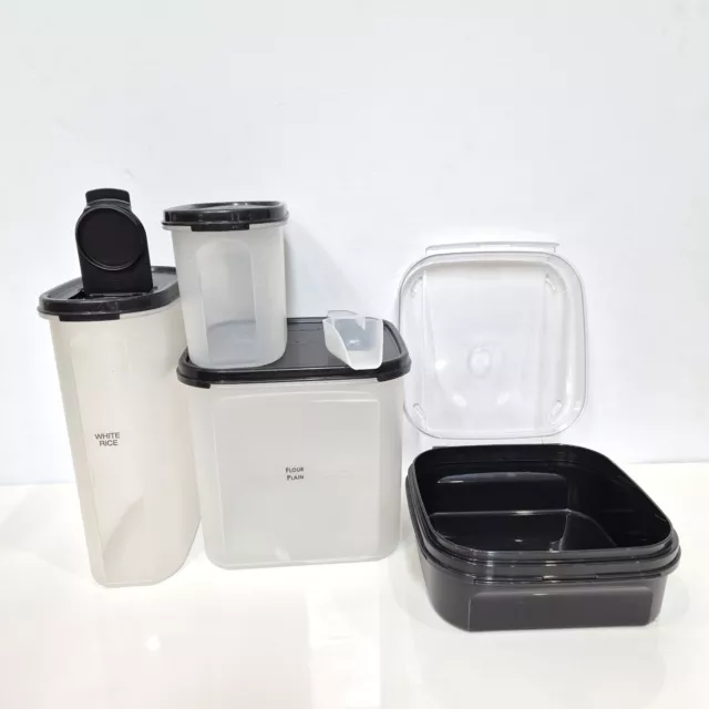 Tupperware Bulk Set - Modular Mates Containers With Black Lids, Container, Scoop