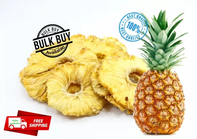 100% organic pure dried/dehydrated pineapple fruit slices/rings Ceylon free