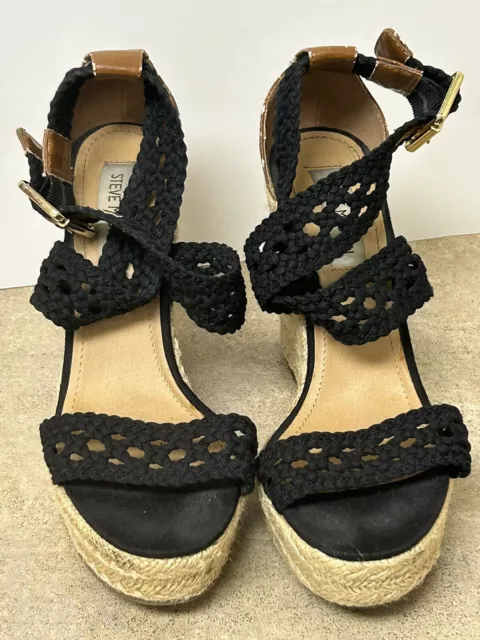 STEVE MADDEN River Espadrille Wedge size 8.5 Black