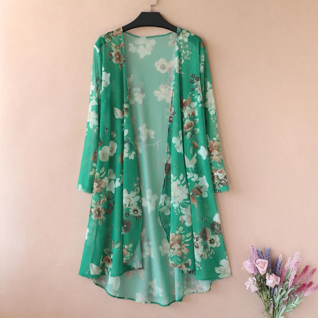 Copricostume Lungo Da Donna In Stile Kimono Tie-dye, Copricostume Da - 10