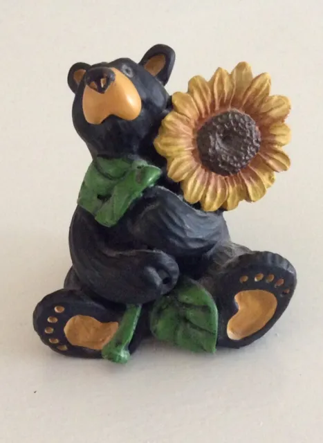 Bearfoots Figurine “Sunflower Bear”. 2 1/2 Inches Tall